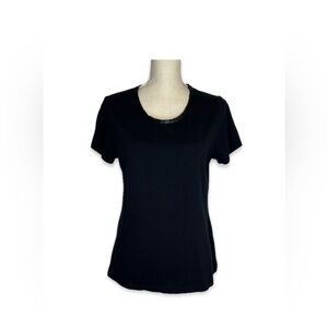 Croft & Barrow Classic Black Women's Top Size M with Ribbon Collar